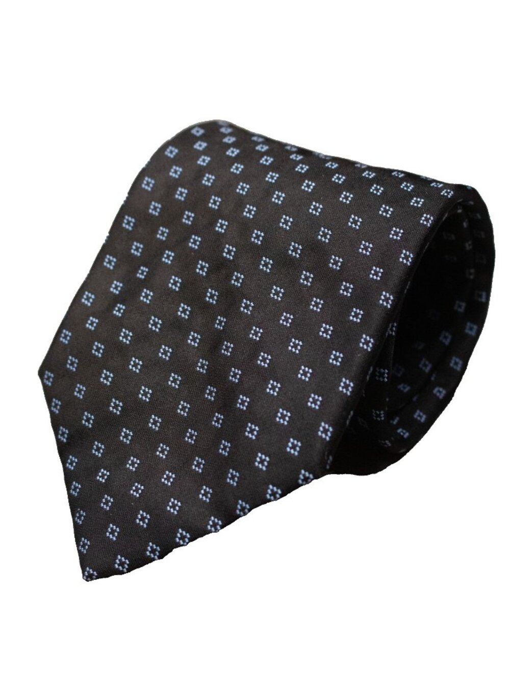 Gattonero Tie Made in Italy 100% Silk Box Pattern Woven Black 3.5"